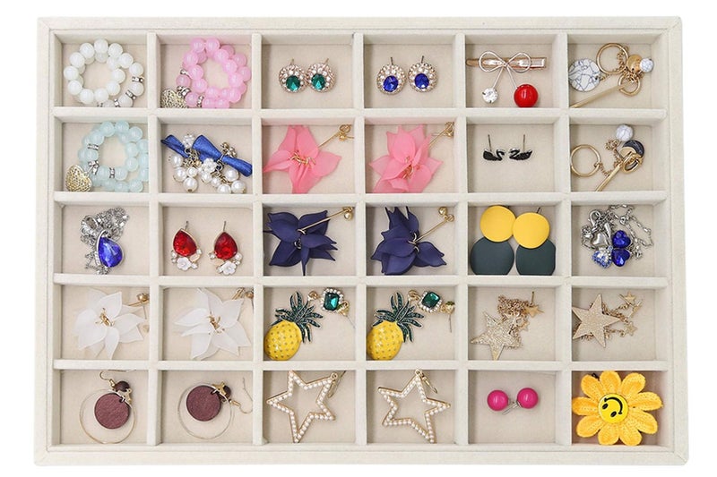 Stratalife Jewelry Tray Stackable Earrings Tray Jewelry Organizer Jewelry Drawer Storage for Earrings Showcase Display Drawer Inserts (30 Grid) - Image 1